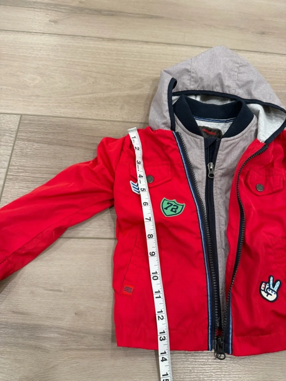 Catimini Toddler Boys Adorable Jacket Sz 3 Coat Red Multi Zip W/Hood